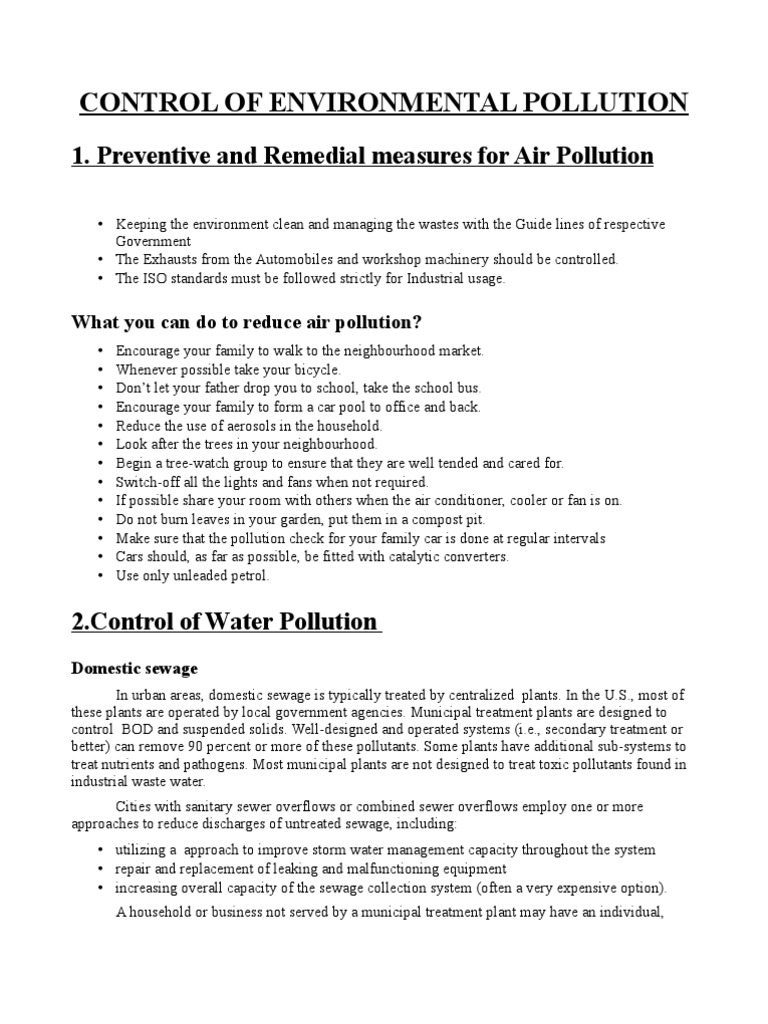 Pollution Control Wastewater Water Pollution