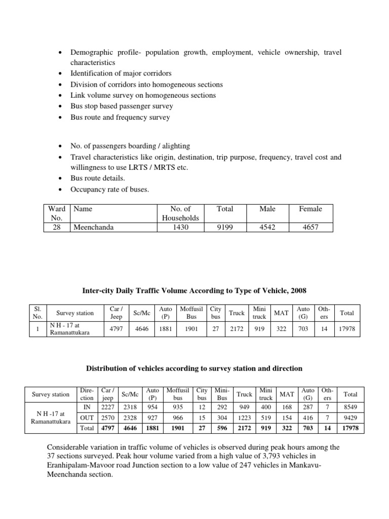 Kozhikode City Bus Traffic Analysis | PDF | Bus | Truck