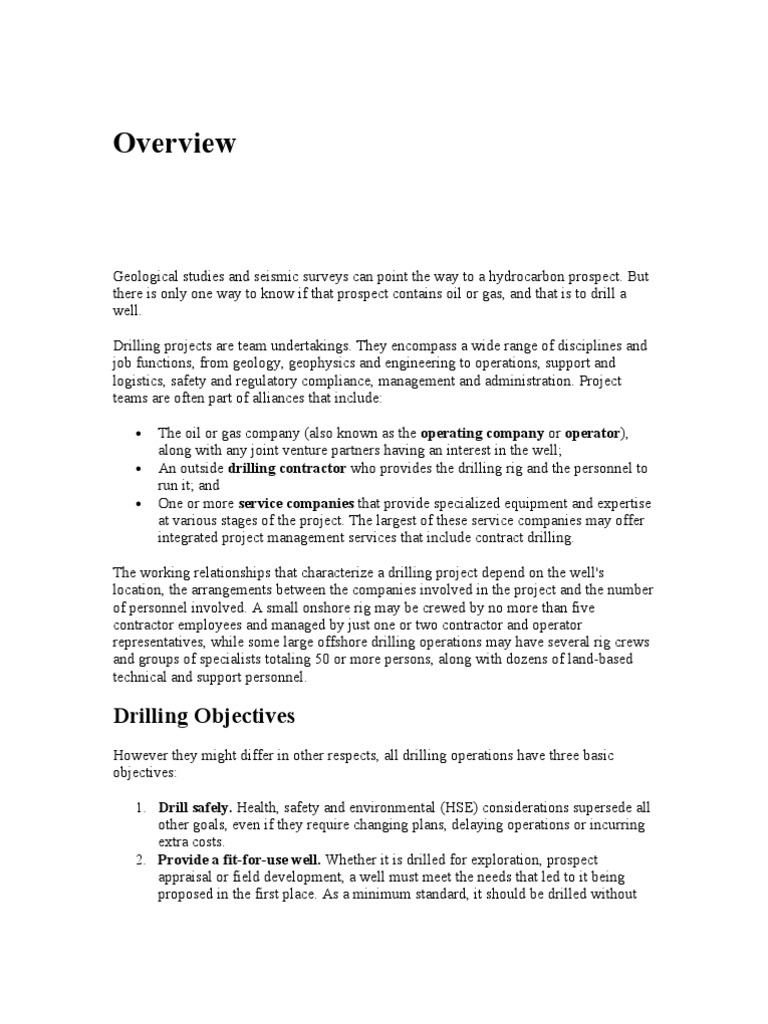 Drilling Overview | PDF | Drilling Rig | Oil Well