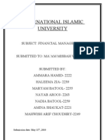 International Islamic University: Subject: Financial Management