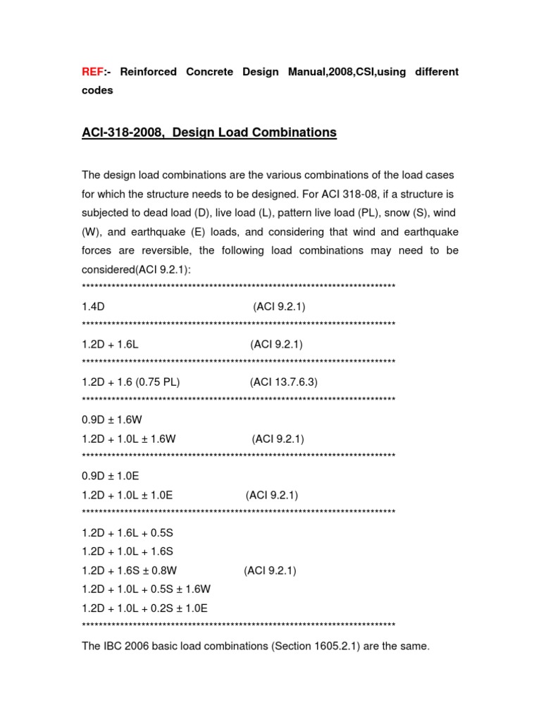 ACI & BS Load Combinations of Loading PDF
