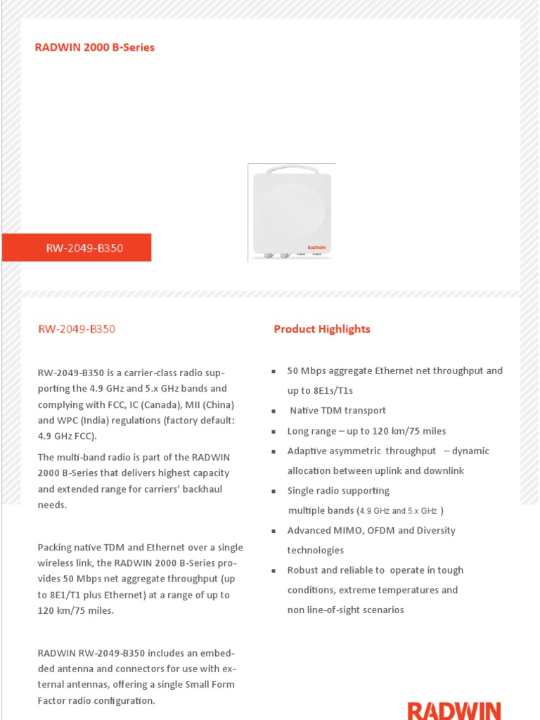 Radwin 2000 B-Series: 4.9 GHZ and 5.X GHZ | PDF | Electronic ...