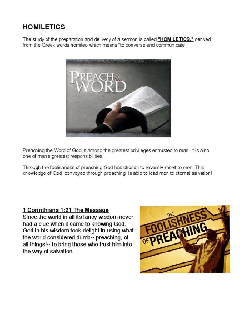 Homiletics 1 Corinthians 1 21 The Message Pdf Expository Preaching