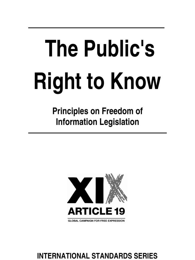Right To Know | PDF | Freedom Of Information Laws By Country ...