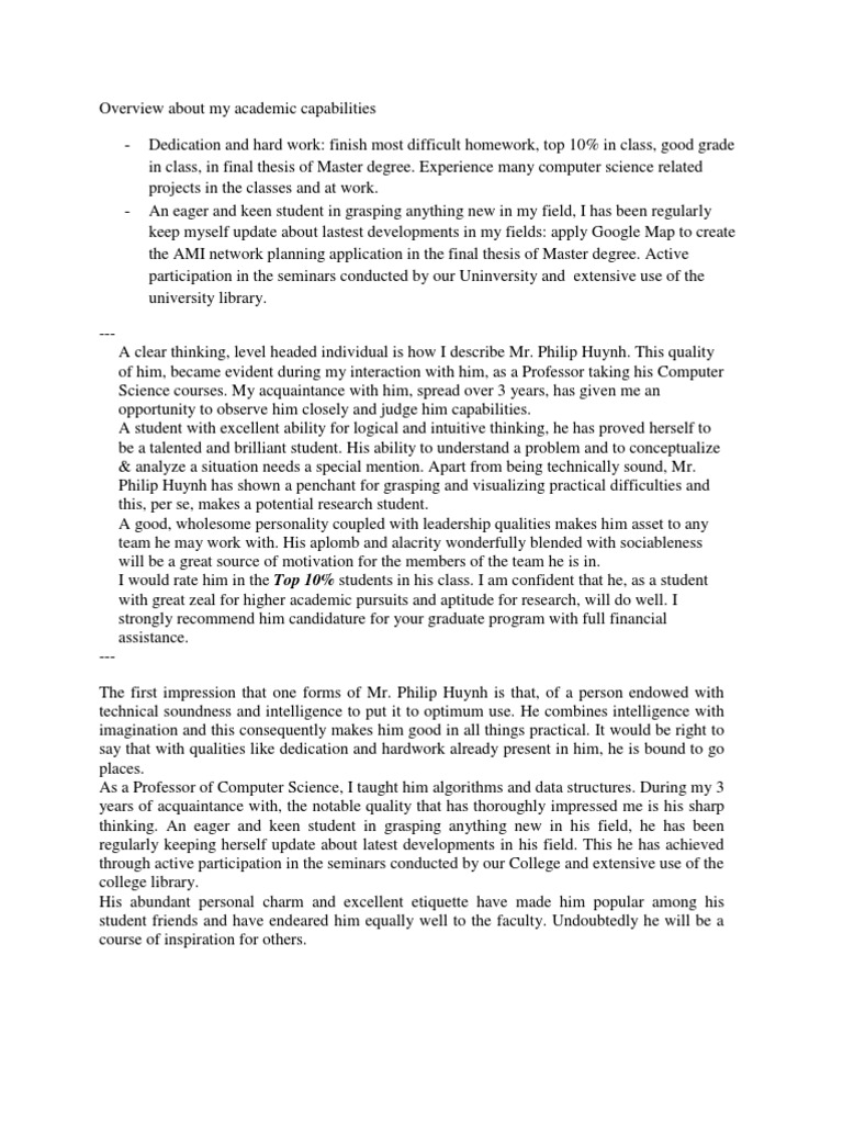 Recommendation letter for student from professor picture