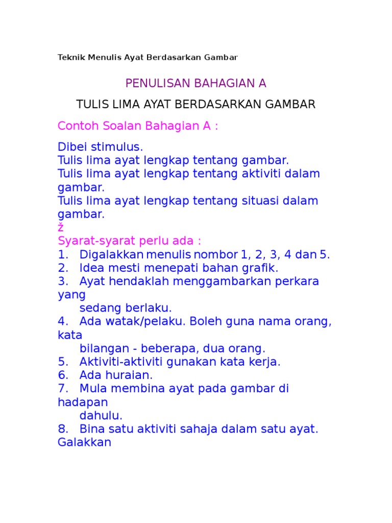 Teknik Menulis Ayat Berdasarkan Gambar