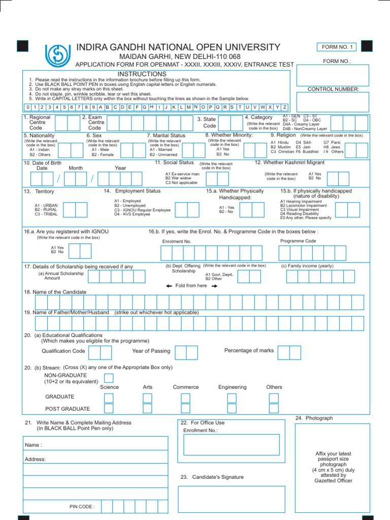 ICR Application Form No | PDF | Disability