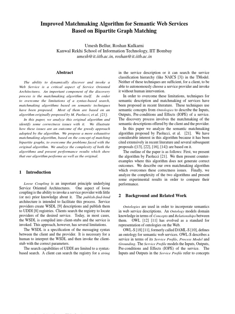 Improved Matchmaking Algorithm For Semantic Web Services Based On ...