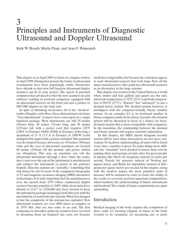 Principles and Instruments of Diagnostic Ultrasound | PDF | Medical ...