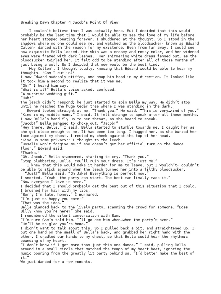 Jacob's Perspective in Breaking Dawn PDF Twilight (Novel Series