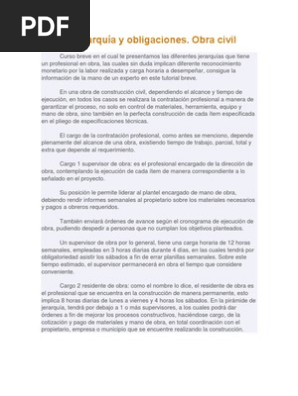 Cargo Jerarquia Y Obligaciones En Obras Civil Ingenieria