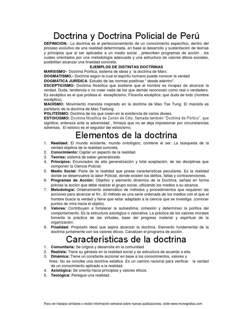 Doctrina Y Doctrina Policial De Per Polic a Science