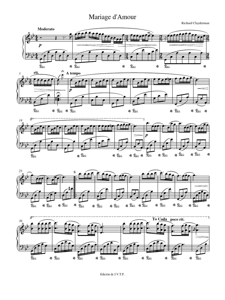 clayderman mariage amour