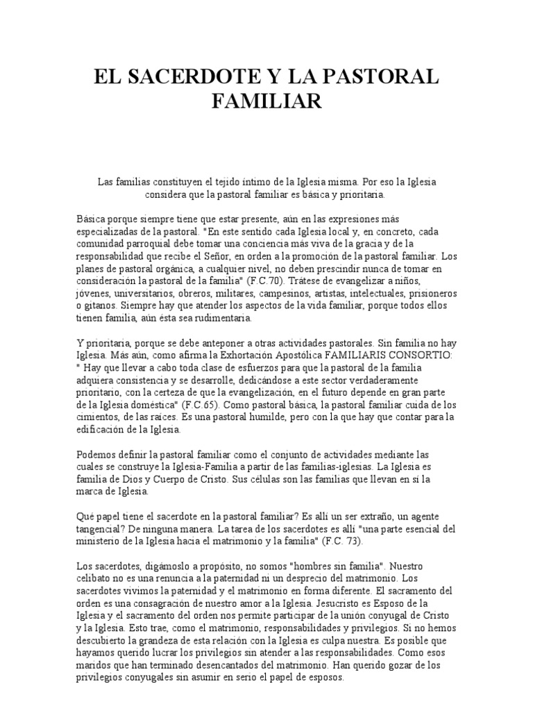 El Sacerdote y La Pastoral Familiar | PDF | Sacerdote | Iglesia Católica