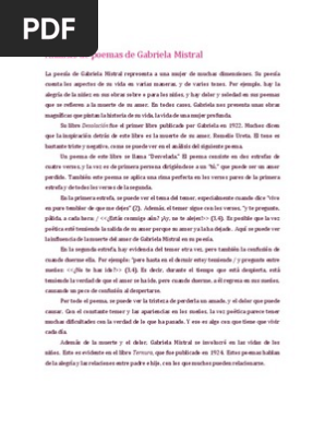 Analisis De Poemas De Gabriela Mistral Pdf Amor Science