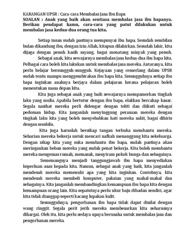 cara-cara membalas jasa ibu bapa