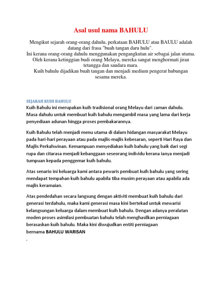 Asal Usul Nama Bahulu Pdf