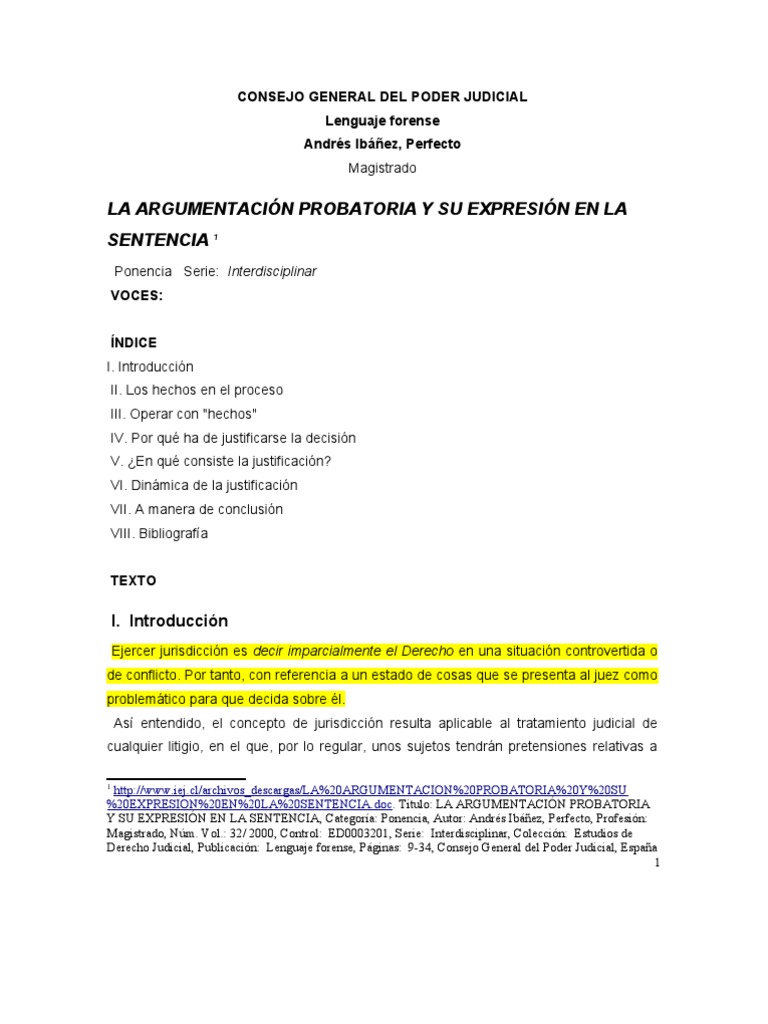 Adres Ibáñez, Perfecto, ARGUM PROBATORIA Y EXPRES SENTENCIA | PDF ...