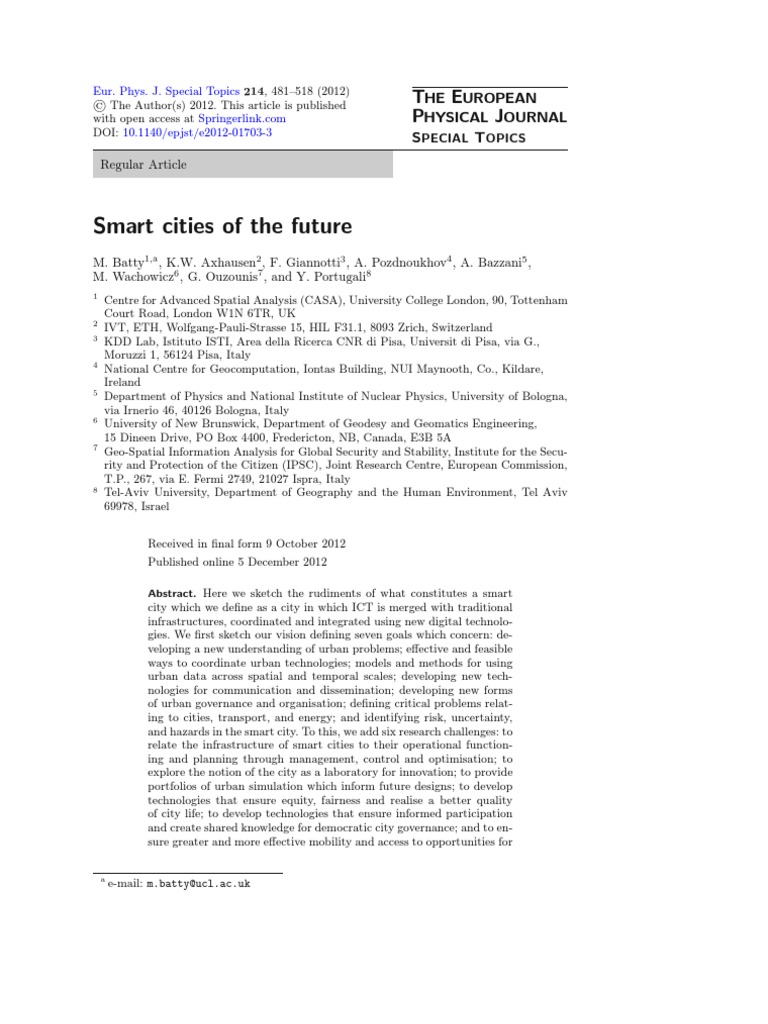 Future Smart Cities: Challenges & Goals | PDF | Social Network | Social ...