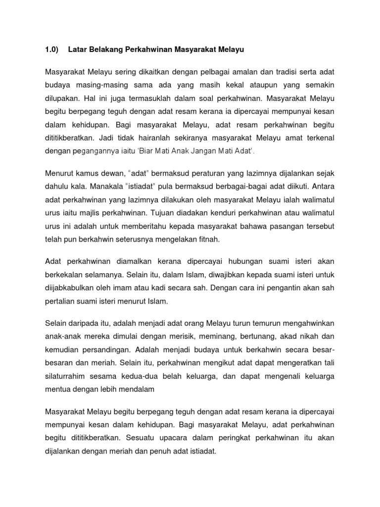 Perkahwinan Masyarakat Melayu Pdf