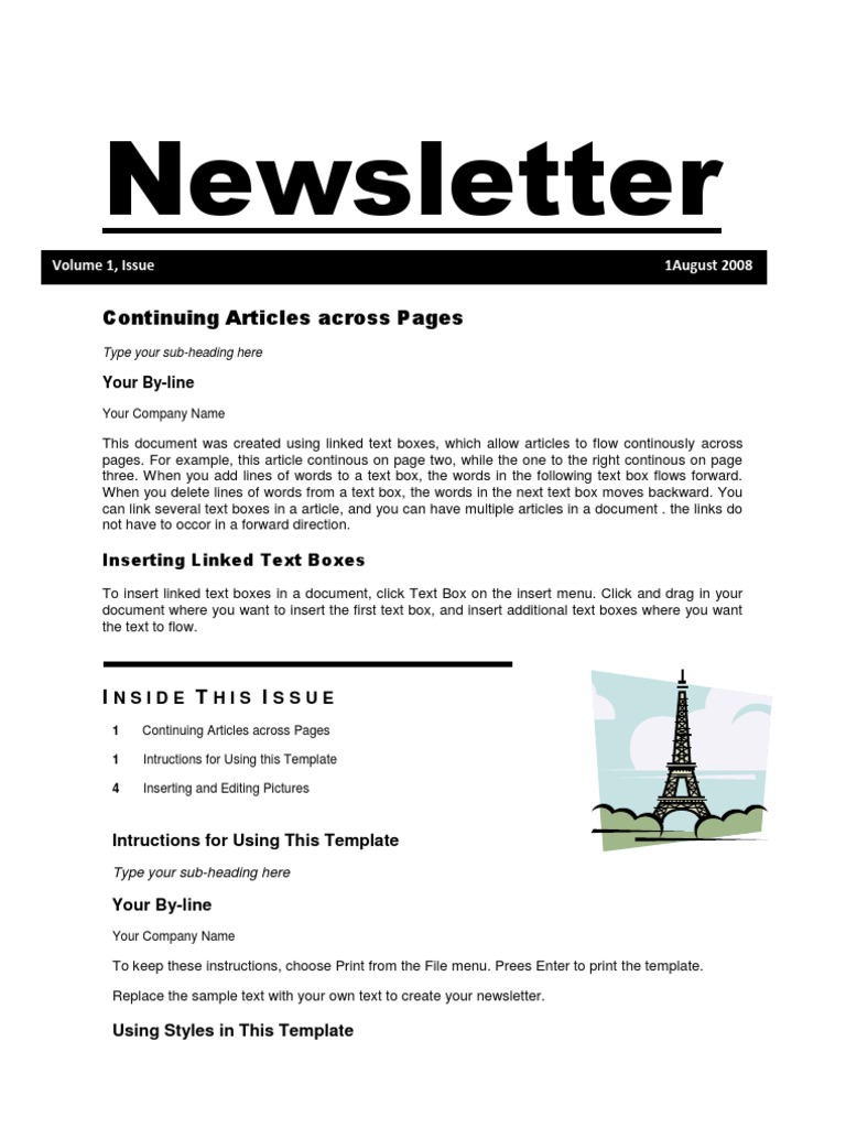 Linked Text Boxes for Newsletters | PDF