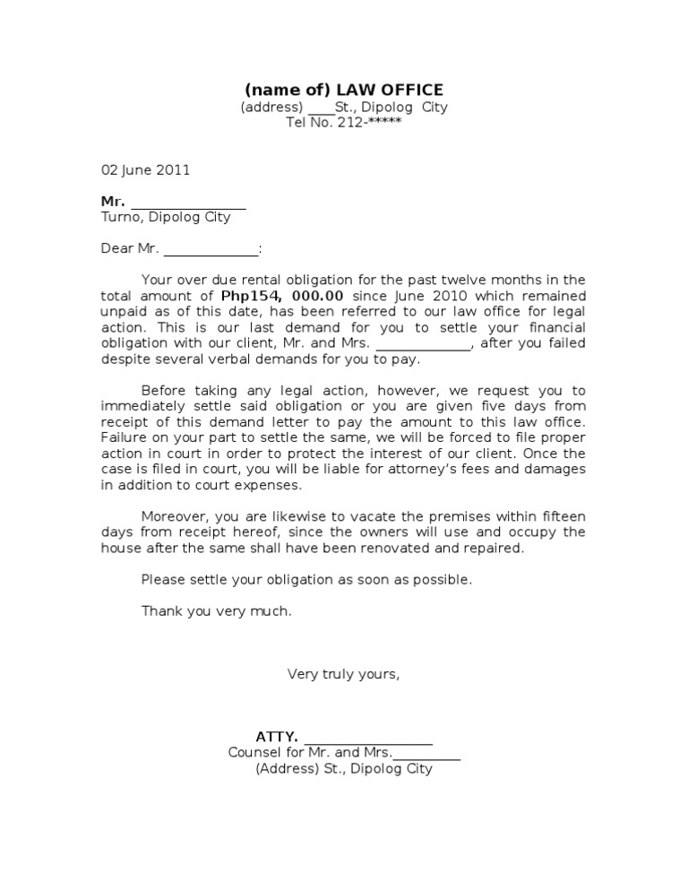 Demand Letter Sample