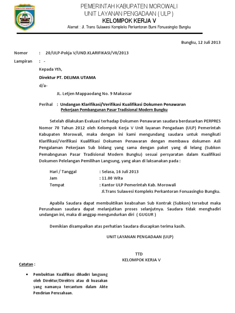 Contoh Surat Klarifikasi
