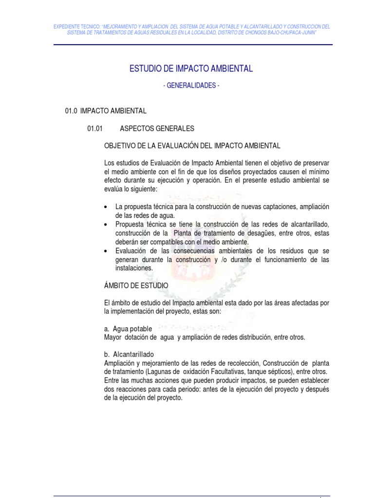 Estudio de Impacto Ambiental en Chongos Bajo | PDF | Degradación ...
