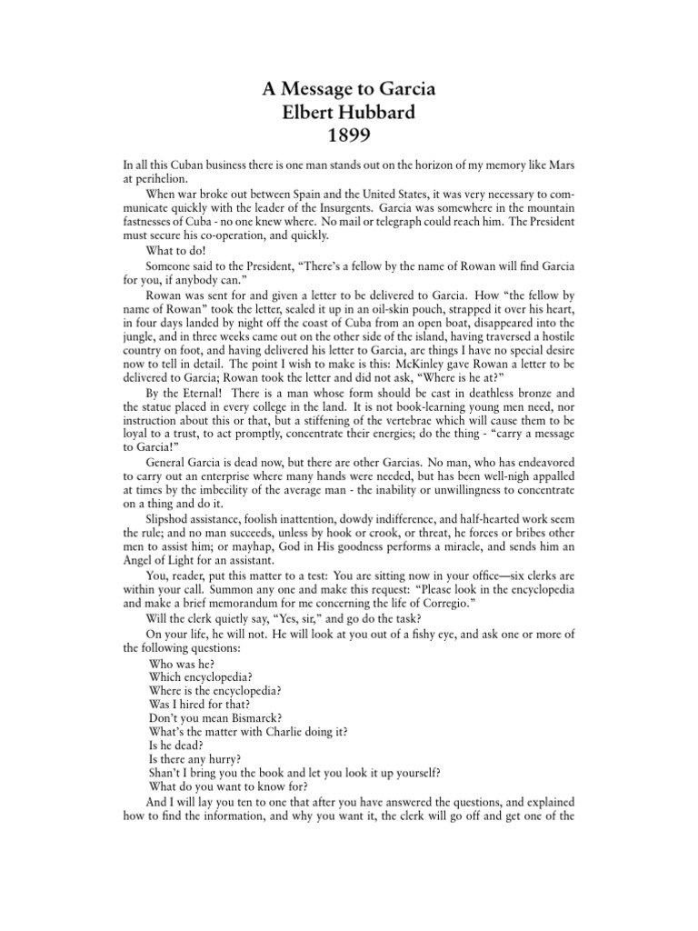 Letter To Garcia PDF PDF