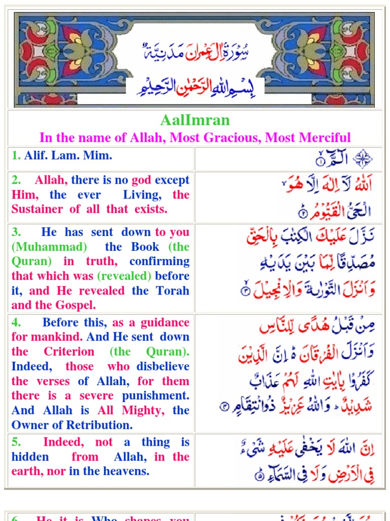 Quran Surah Aal-Imran Verses Explained | PDF | Religion & Spirituality ...