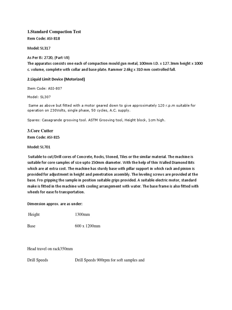 M. Tech Geotechnical Engineering Lab Manual PDF Drill