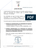 ANUNCIO Admisión Escuela Inf.