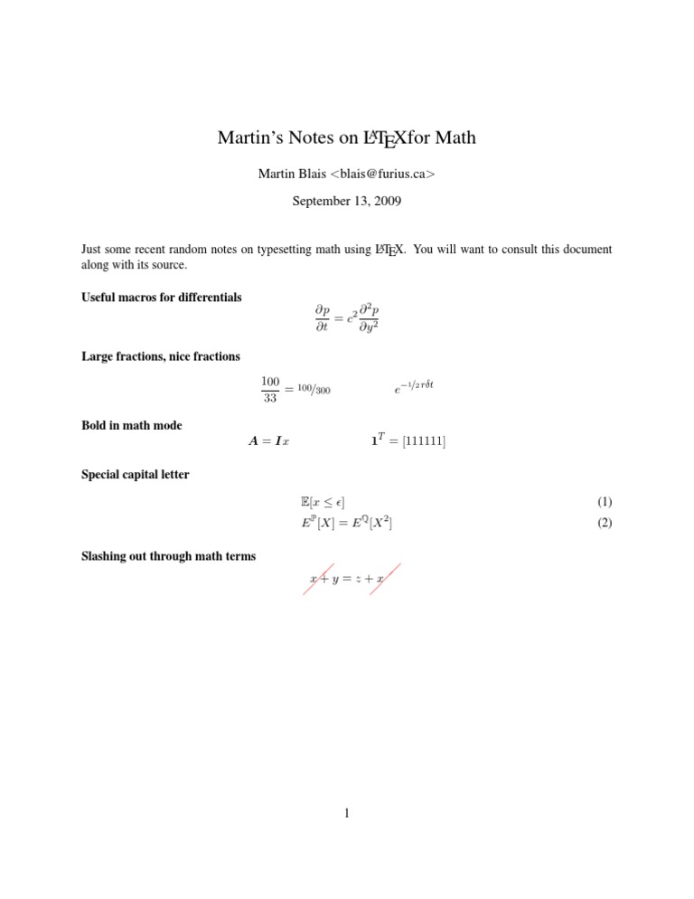 LATEX Math Typesetting Notes | PDF