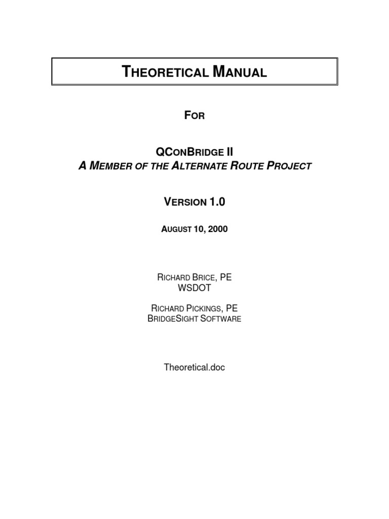 THEORETICAL MANUAL FOR QCONBRIDGE II | PDF | Beam (Structure) | Bending