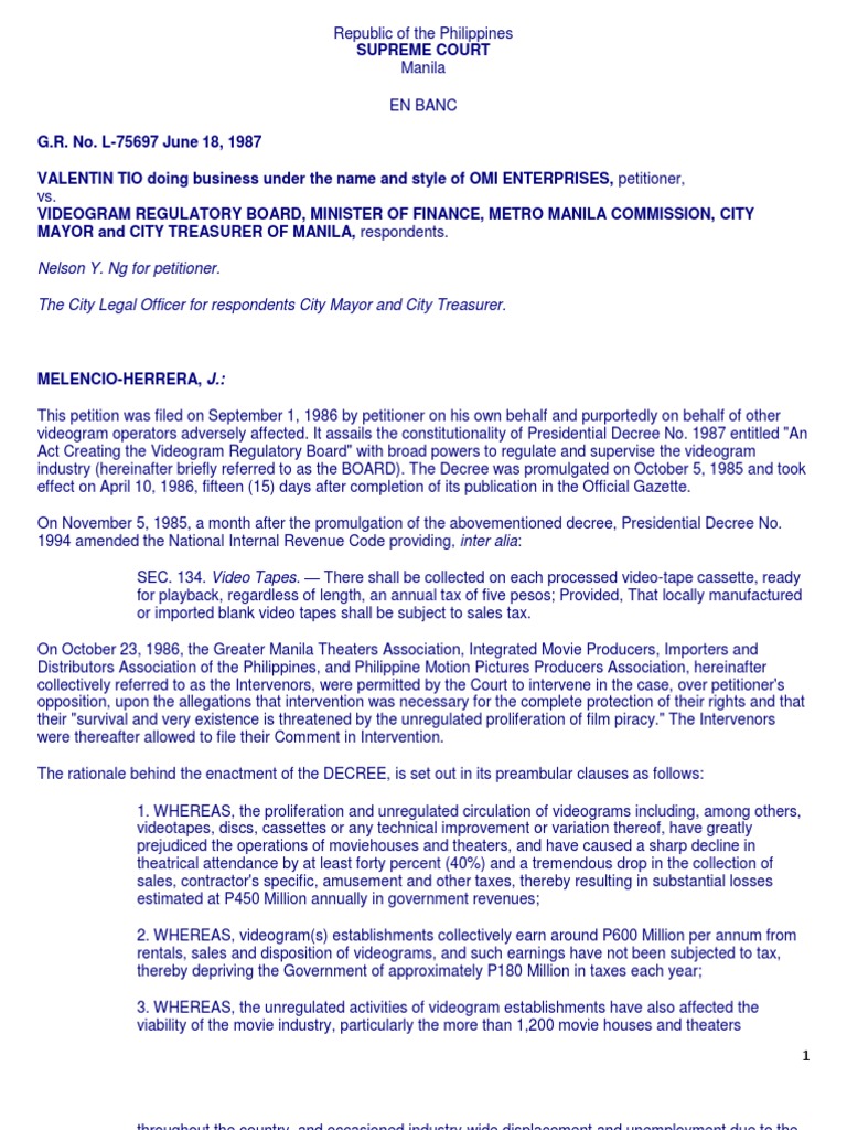 Constitutionality of Videogram Regulation | PDF | Taxes | Due Process ...