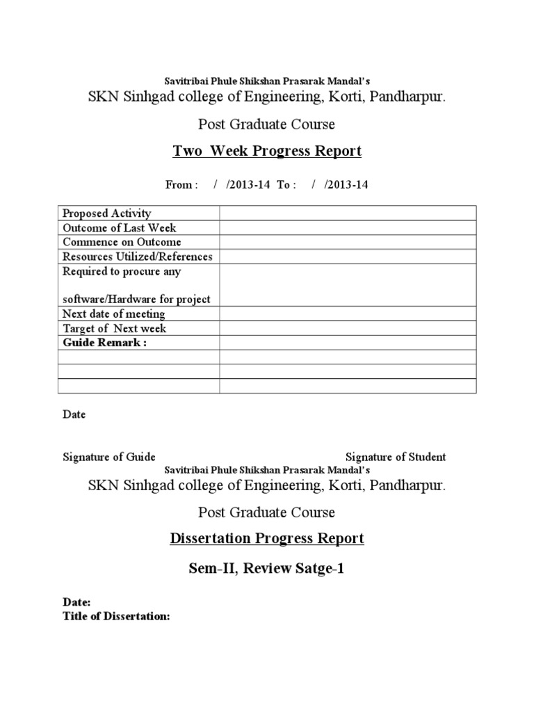 Progress Report for PG Course at SKN | PDF | Thesis | Postgraduate ...