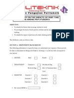 Mini Survey On The Impacts of Part Time Job Among PSP Students