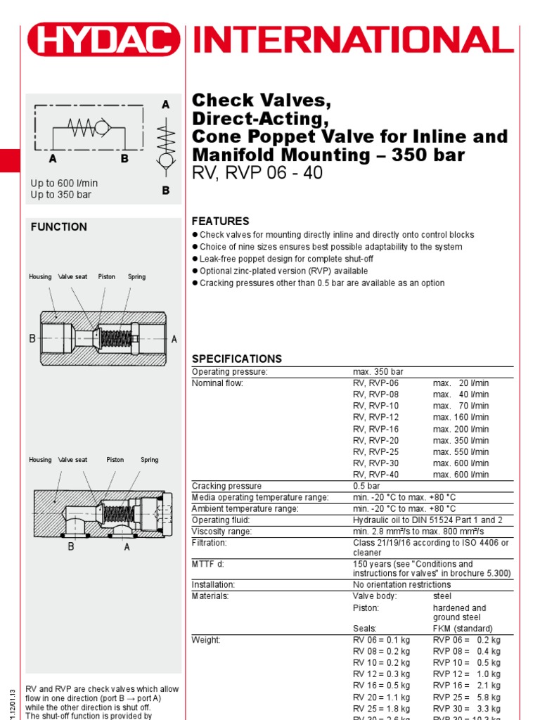Válv. - Retenção - E5171 - RV-RVP - 06-40 | PDF | Valve | Hydraulic  Engineering