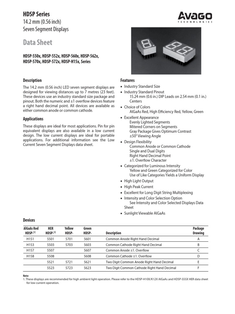 7 Segment Datasheet | Download Free PDF | Anode | Cathode