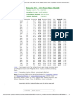 Ramadan 2013 / 1434 Prayer Times Schedule