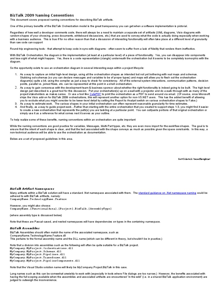 BizTalk Naming Conventions PDF Conceptual Model Xml Schema