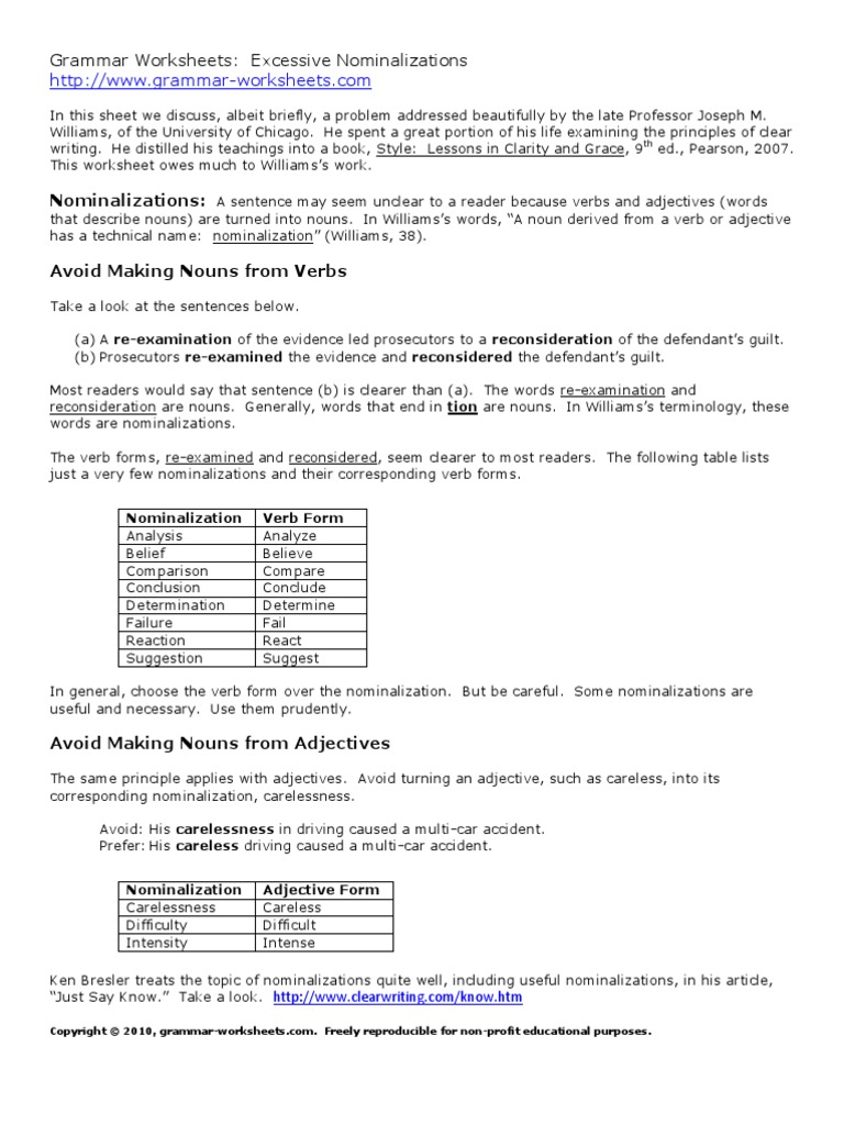 Worksheets Words Ending In Tion Worksheet lesson excessive nominalizations adjective parole