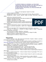 Anexa la Dispoziţia Inspectorului General al Poliţiei Române nr 9