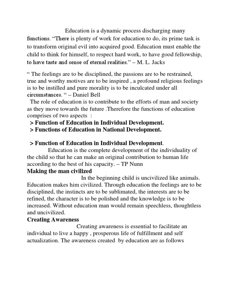 Functions of Education PDF Leadership Democracy