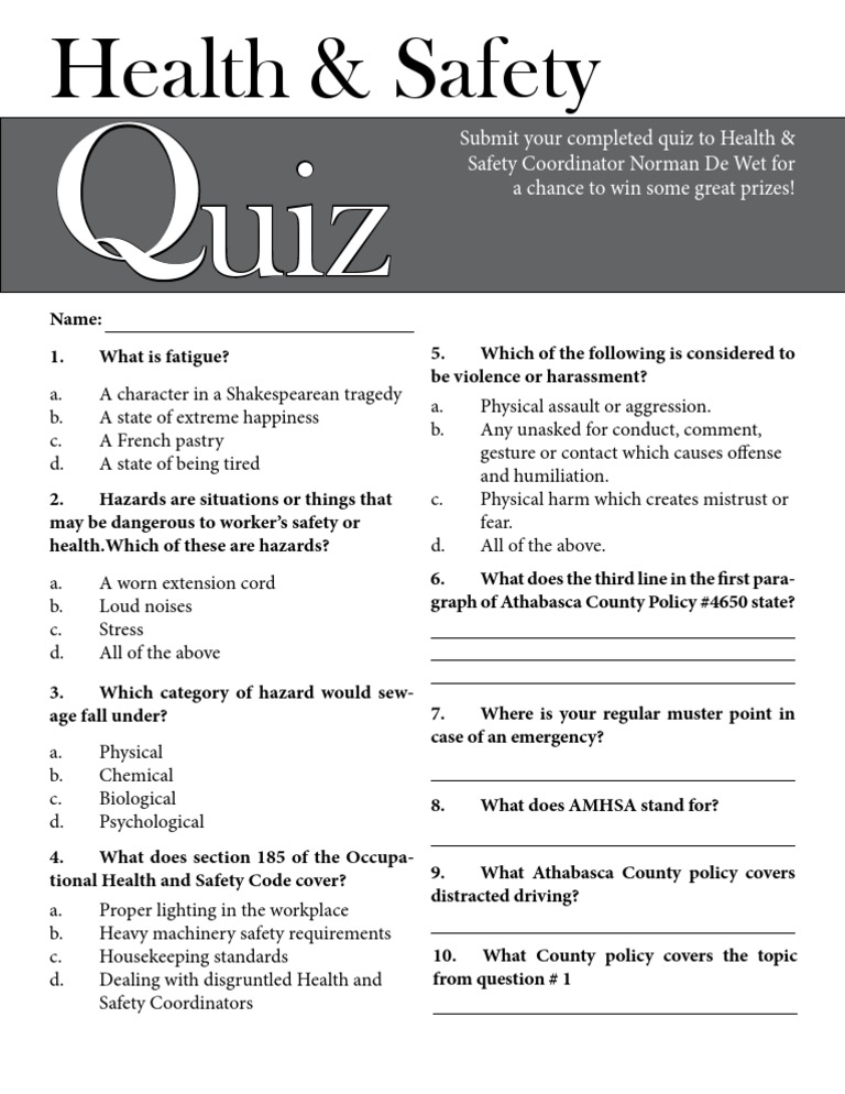 Health & Safety Quiz