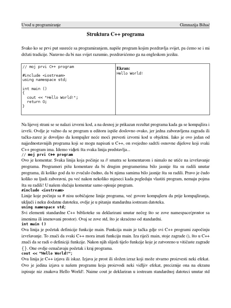 02 Struktura C++ Programa | PDF