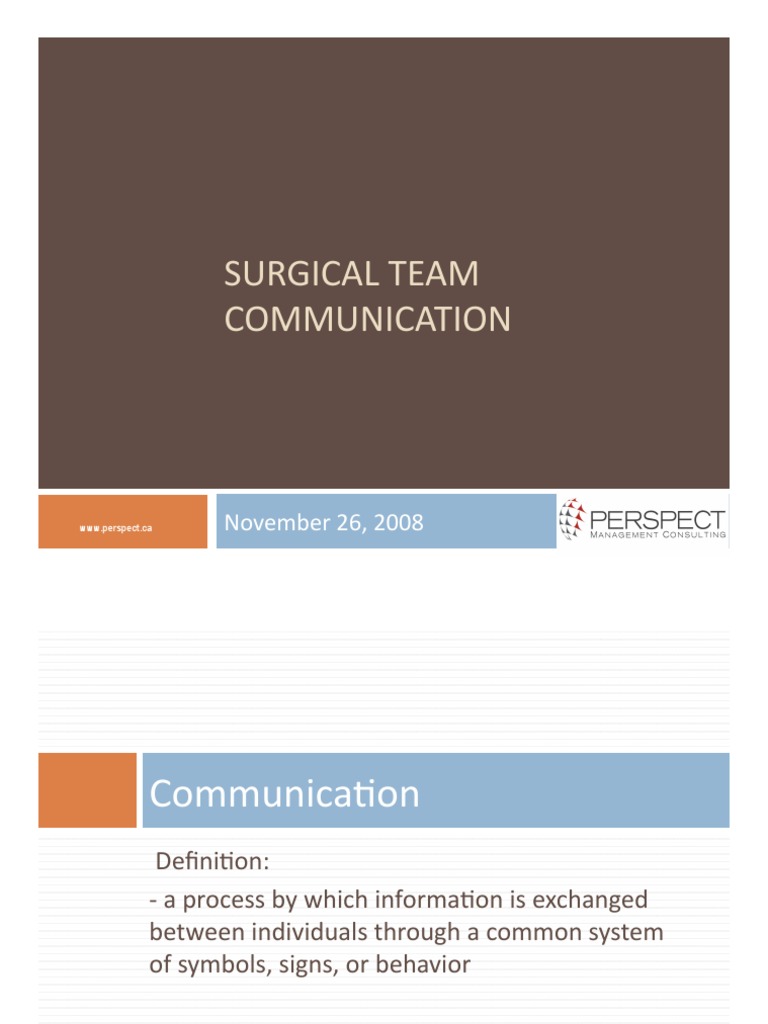 Surgical Team Communication - Perspect | PDF | Surgery | Medicine