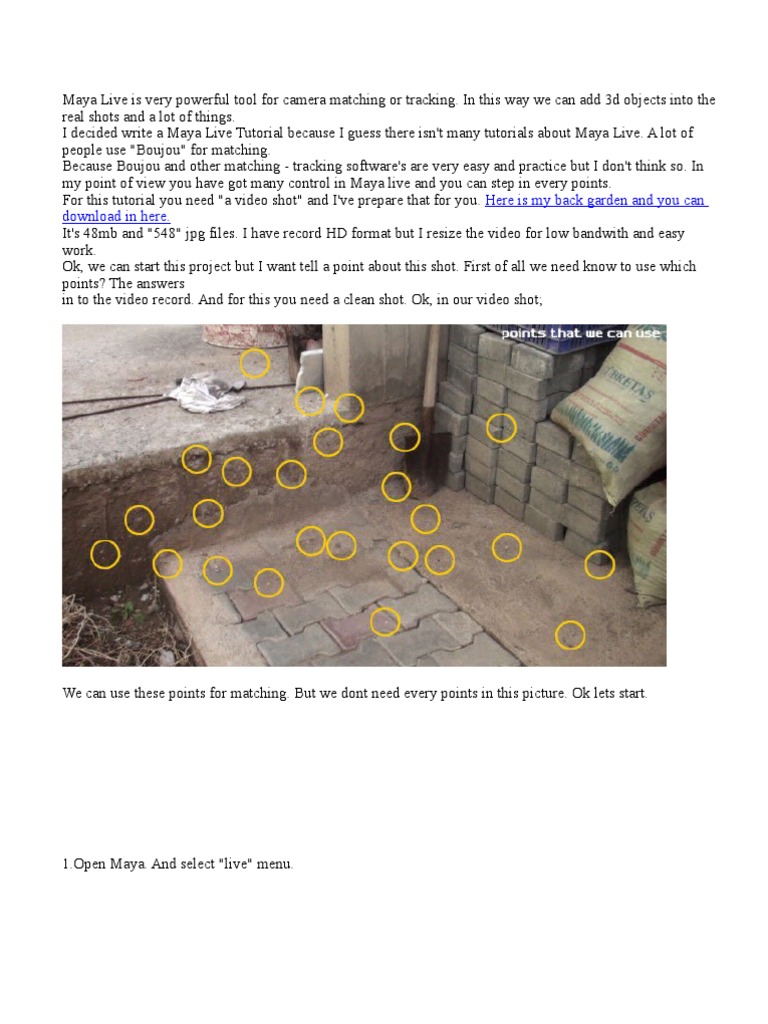 Maya Live Camera Matching Tutorial | PDF | Perspective (Graphical) | Camera