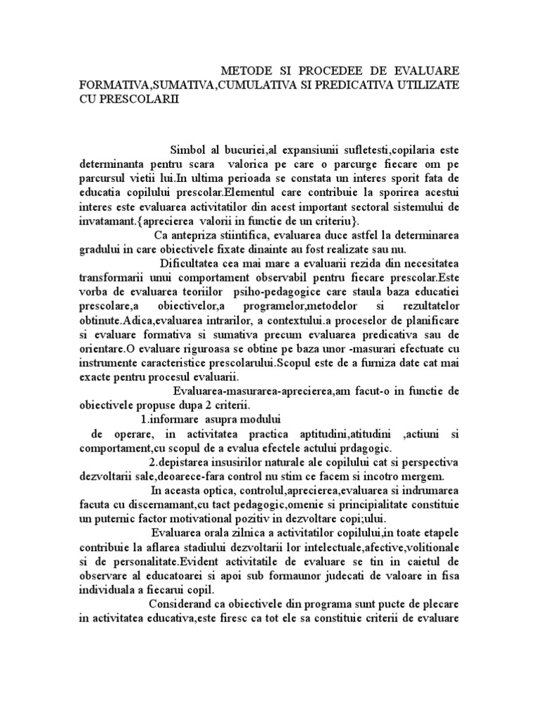 Metode De Evaluare Formativa