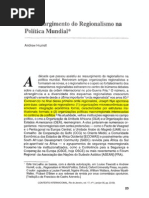 HURREL - o ressurgimento do Regionalismo na Política Mundial